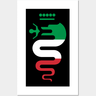 the snake green white red Posters and Art